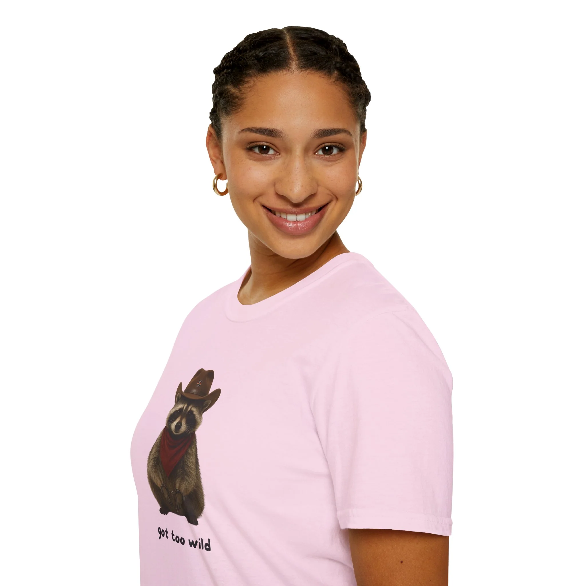 Got Too Wild Raccoon Cowboy Unisex Softstyle T-Shirt - Image 67