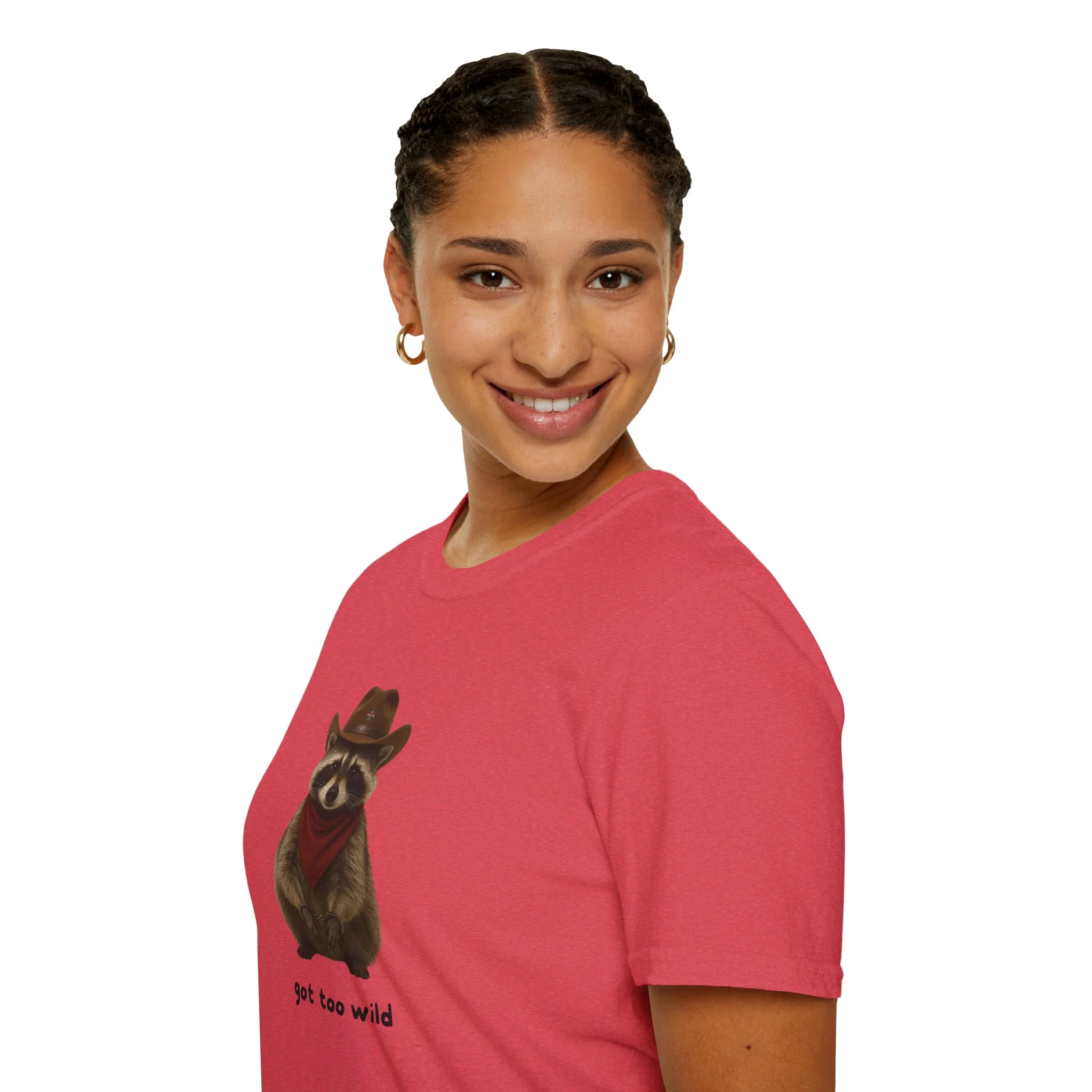 Got Too Wild Raccoon Cowboy Unisex Softstyle T-Shirt - Image 71