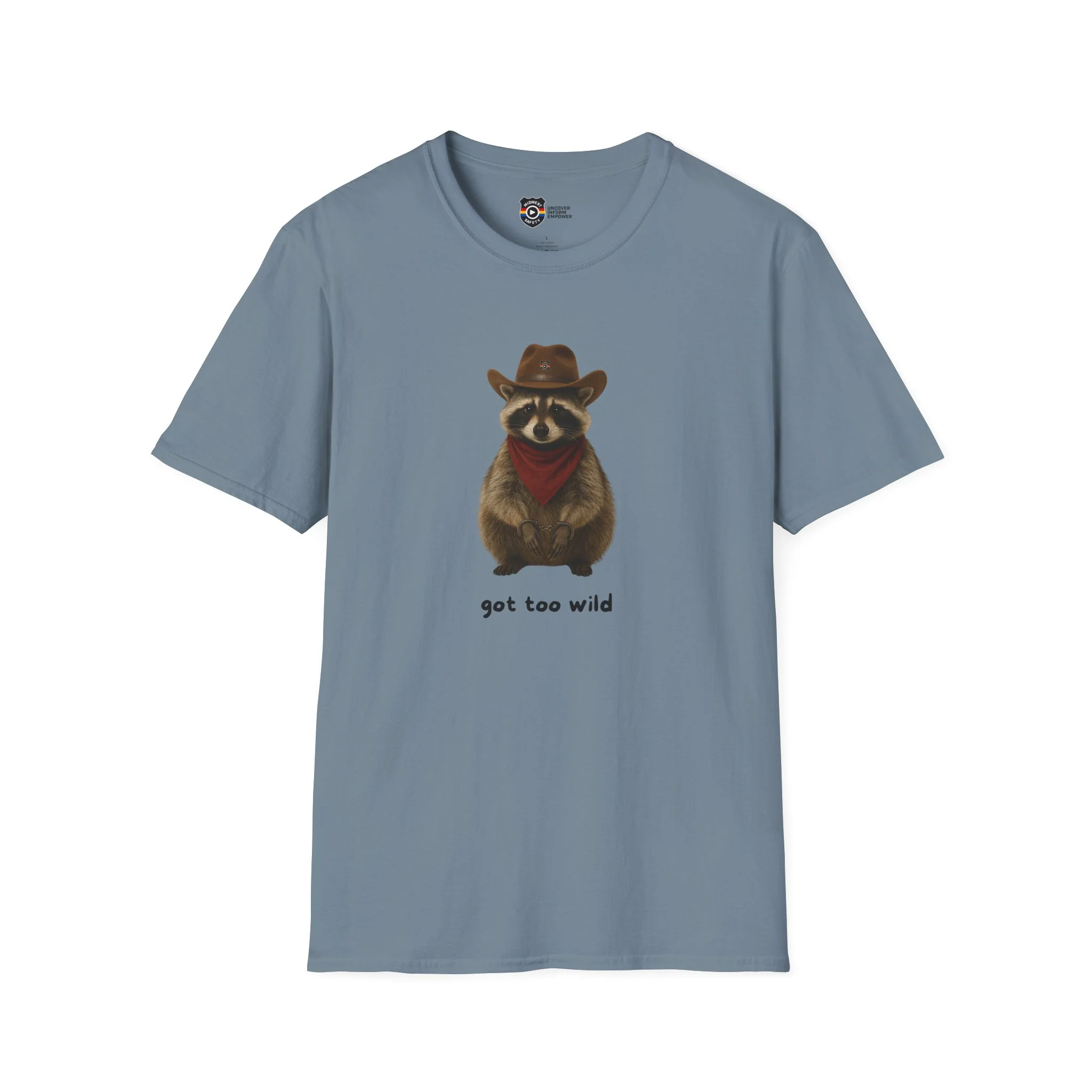 Got Too Wild Raccoon Cowboy Unisex Softstyle T-Shirt - Image 8
