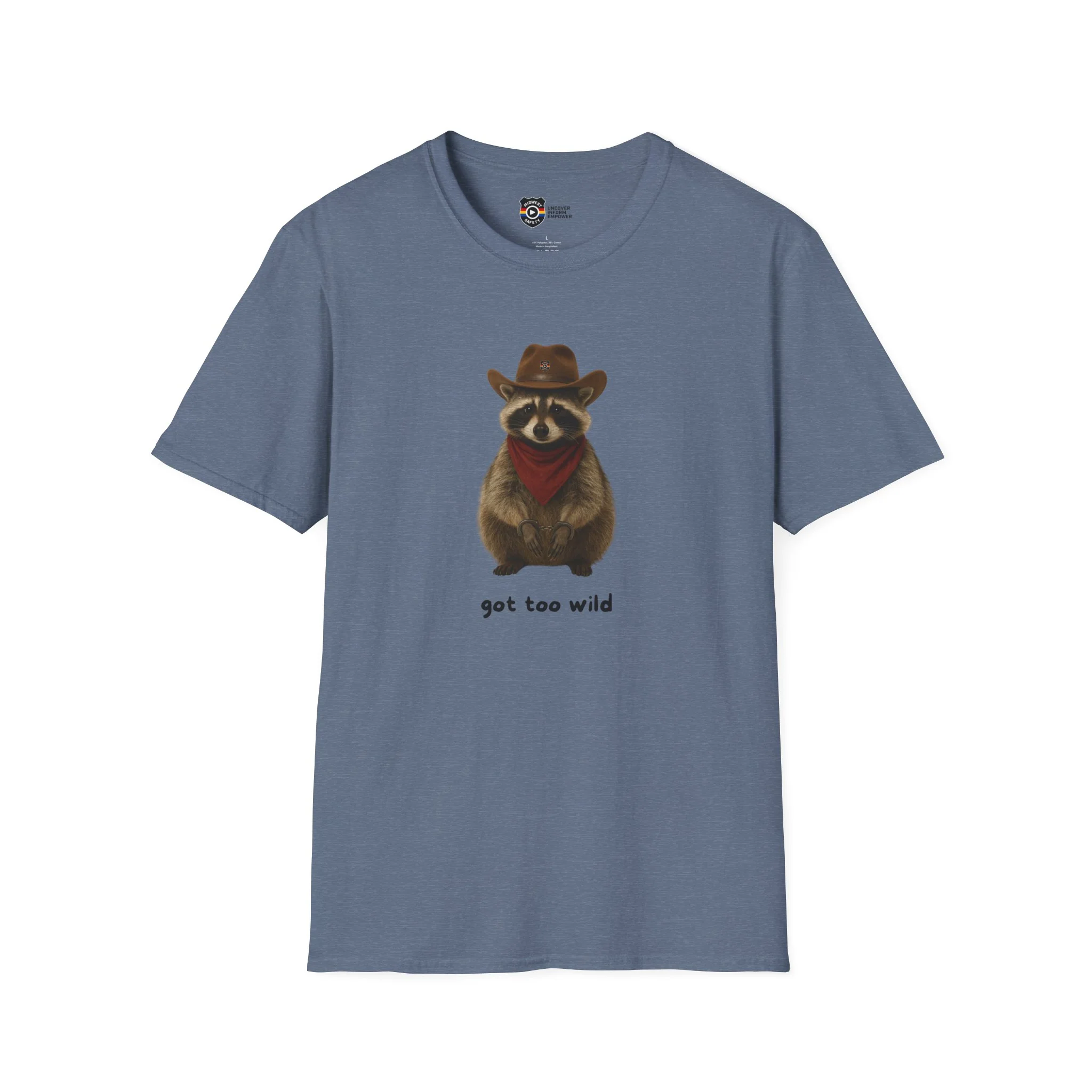 Got Too Wild Raccoon Cowboy Unisex Softstyle T-Shirt - Image 9