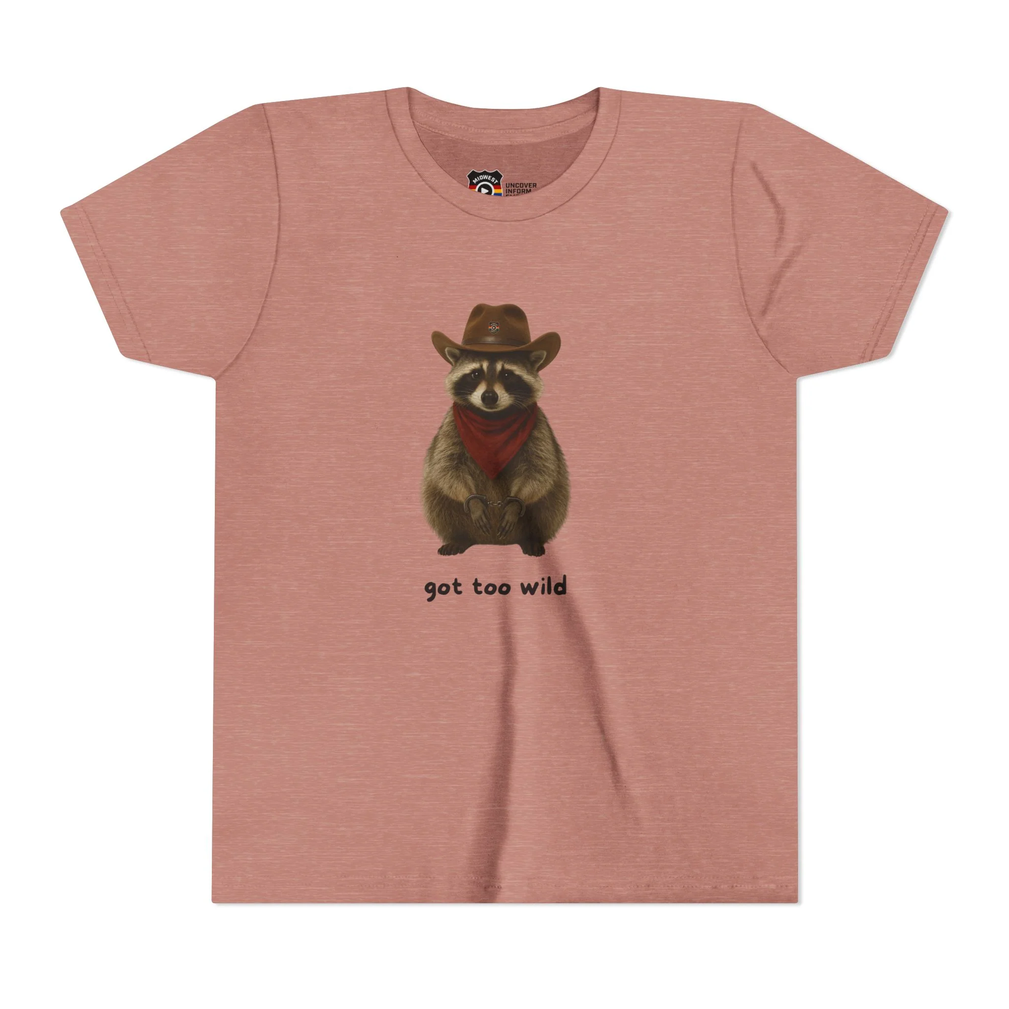 Youth Short Sleeve Tee 'Got Too Wild' Rebel the Raccoon - Image 3