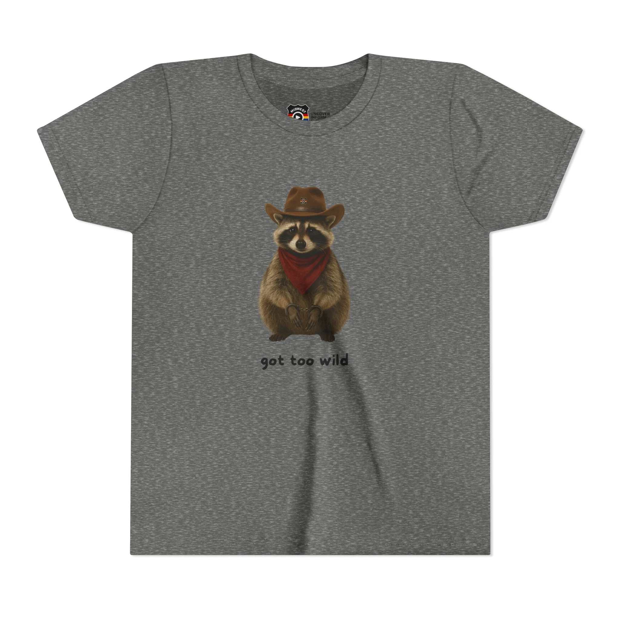 Youth Short Sleeve Tee 'Got Too Wild' Rebel the Raccoon - Image 4