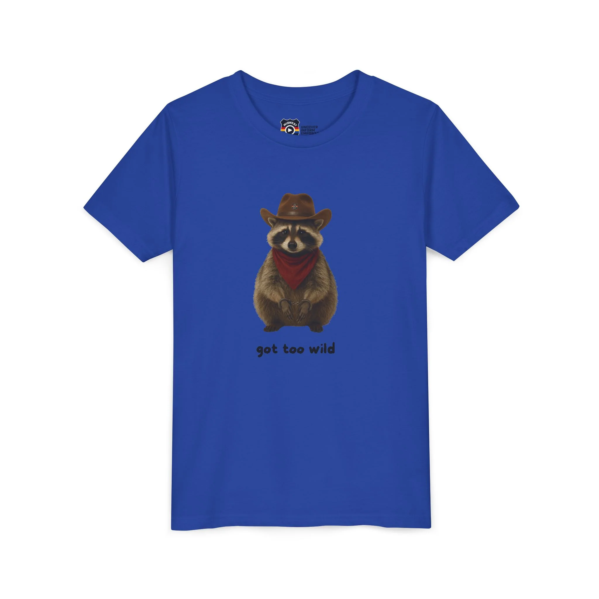 Youth Short Sleeve Tee 'Got Too Wild' Rebel the Raccoon - Image 44