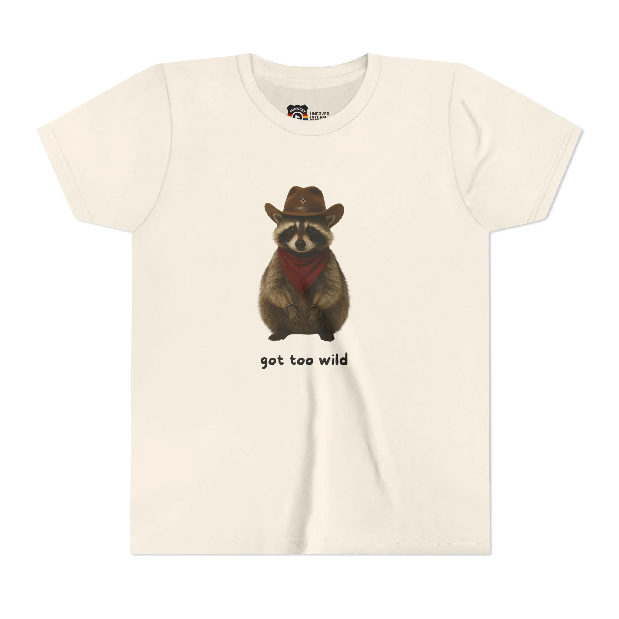 Youth Short Sleeve Tee 'Got Too Wild' Rebel the Raccoon - Image 5