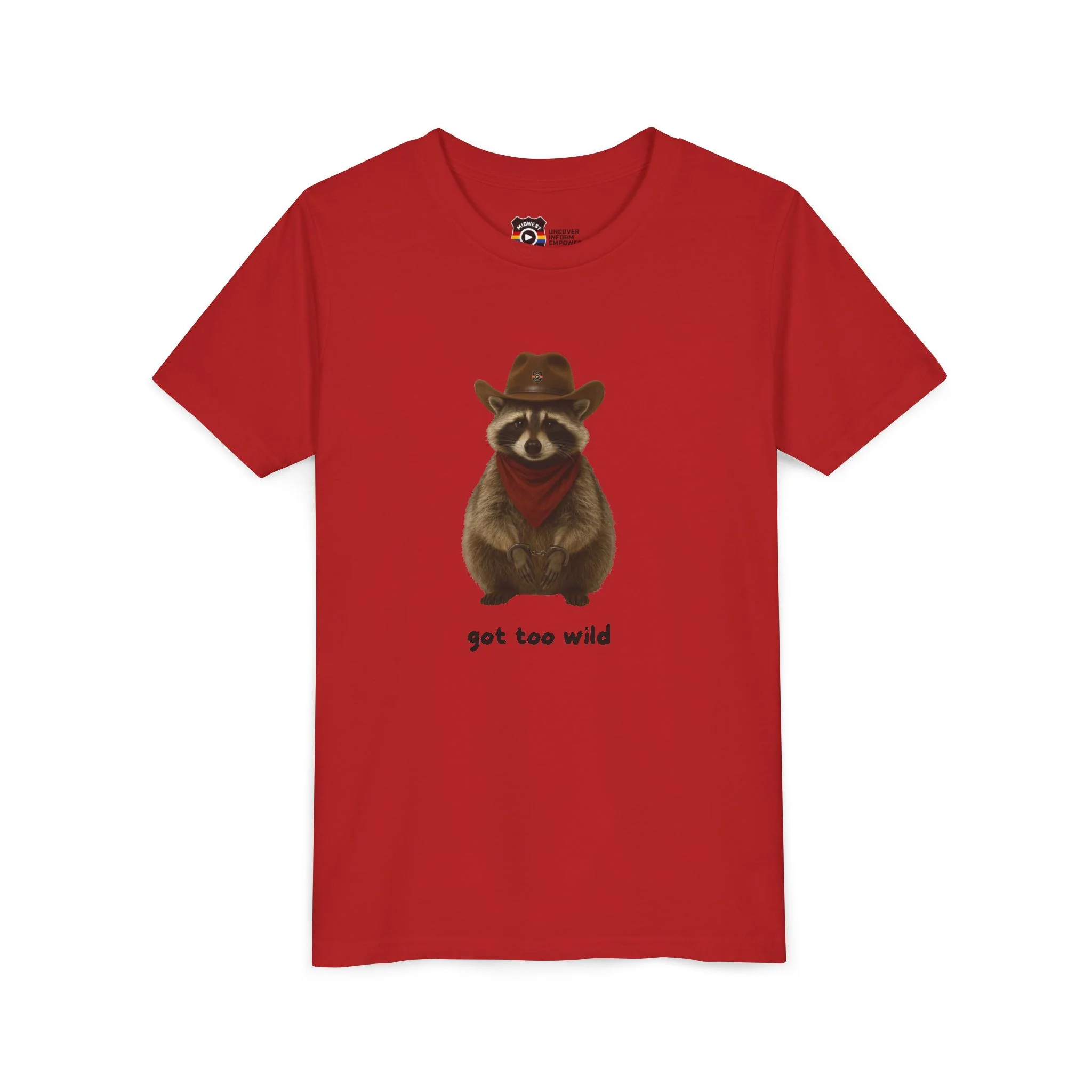 Youth Short Sleeve Tee 'Got Too Wild' Rebel the Raccoon - Image 56