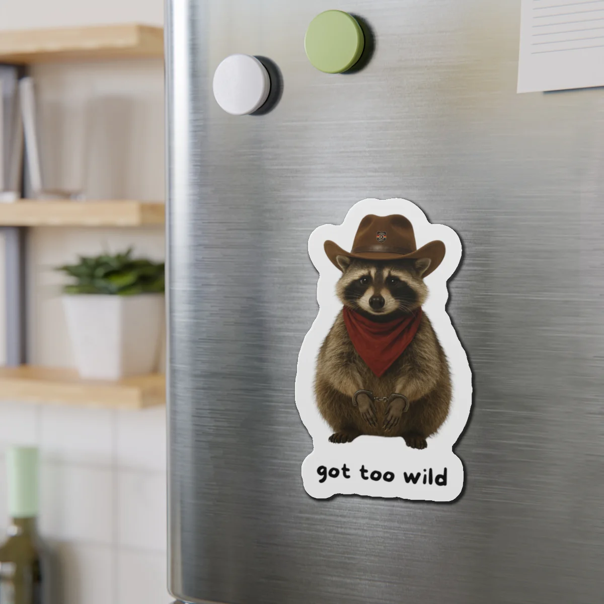 Rebel the Cowboy Raccoon Die-Cut Magnets | Quirky Home Decor, Fun Gifts, Wild West Vibe, Refrigerator Art, Cute Animal Magnet - Image 3