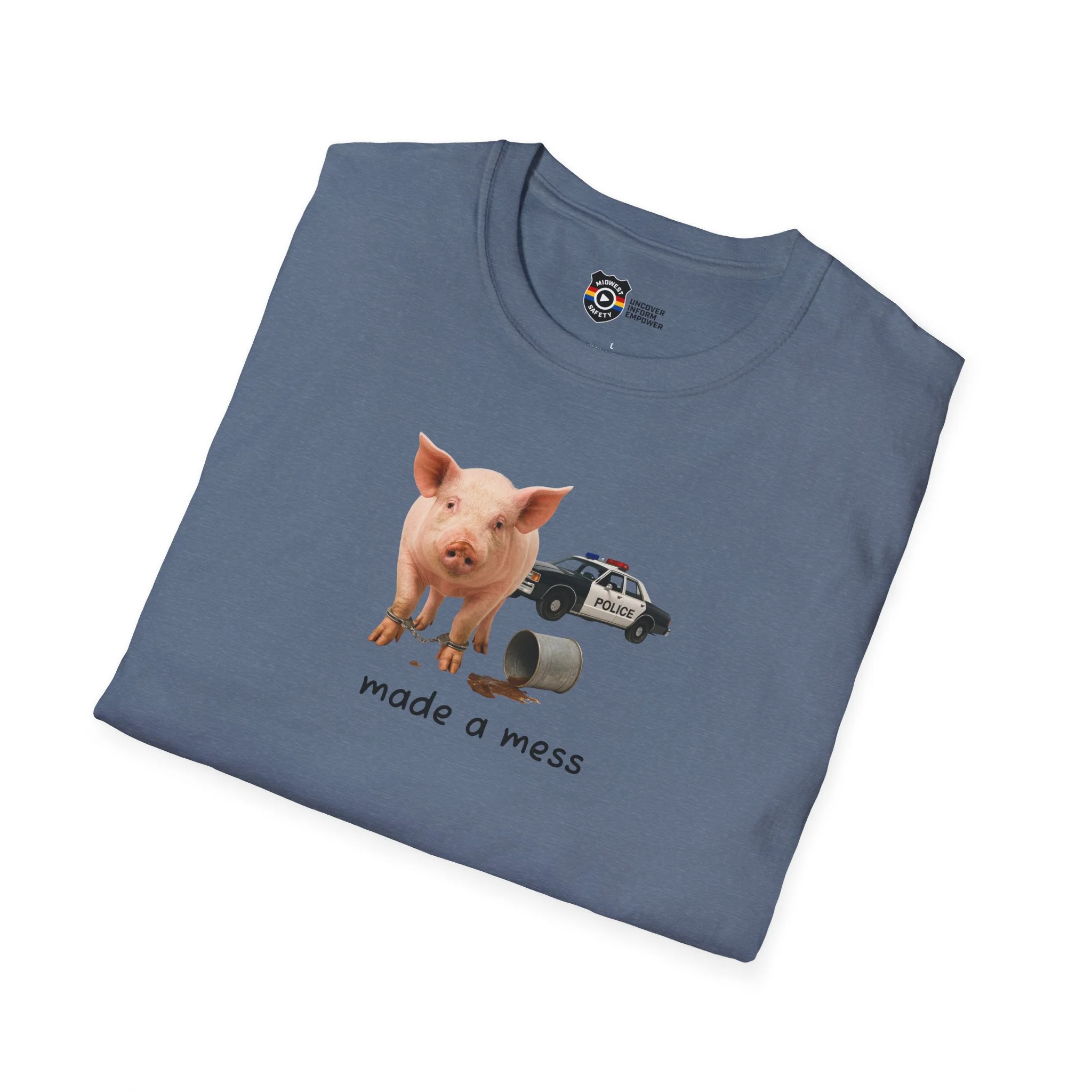 Unisex Softstyle Police Silly T-Shirt 'Made a Mess' - Fun & Quirky Graphic Tee - Image 2