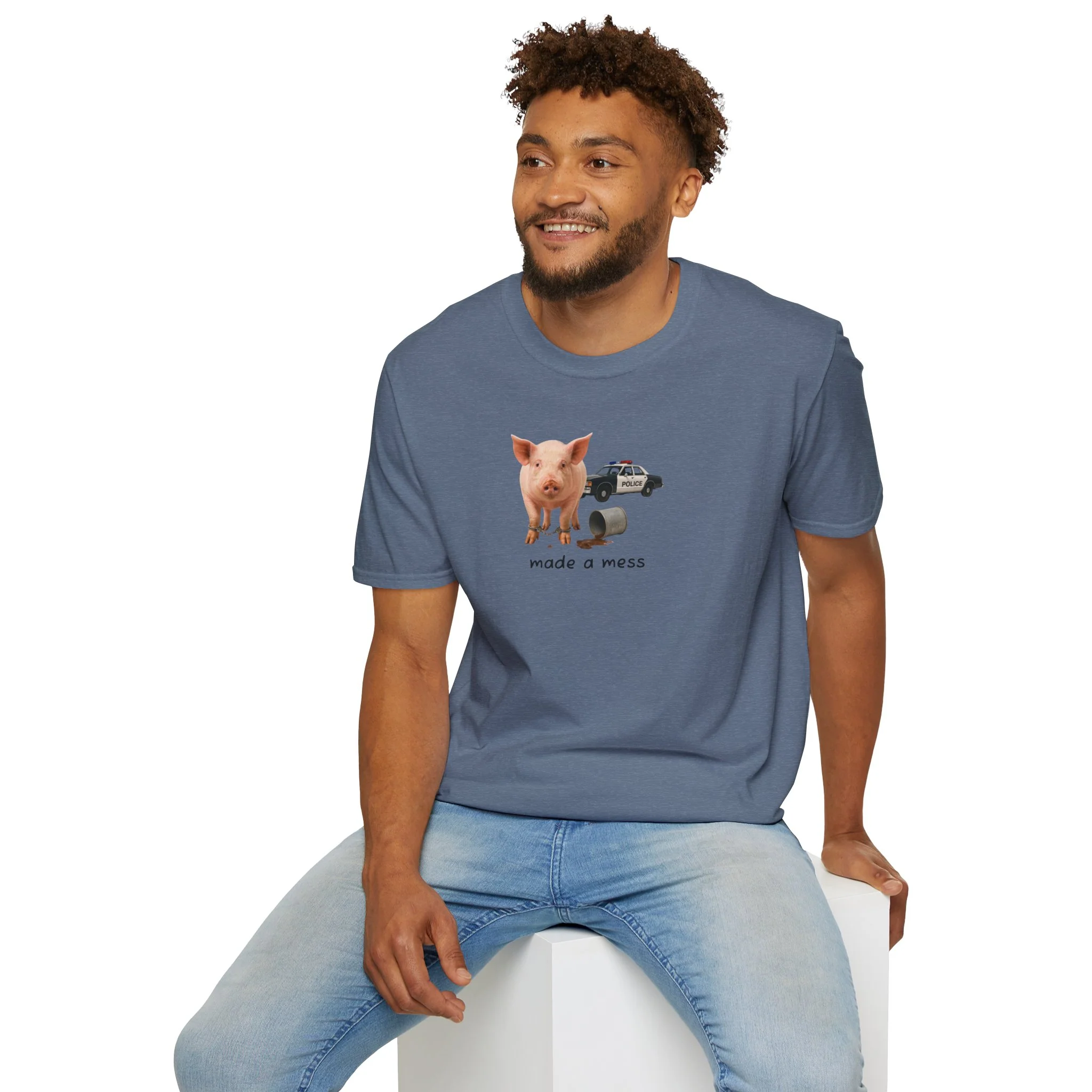 Unisex Softstyle Police Silly T-Shirt 'Made a Mess' - Fun & Quirky Graphic Tee - Image 22