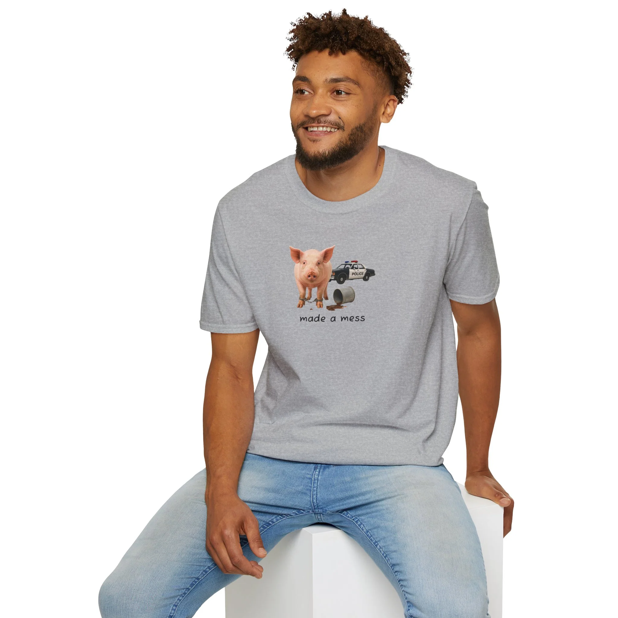 Unisex Softstyle Police Silly T-Shirt 'Made a Mess' - Fun & Quirky Graphic Tee - Image 24