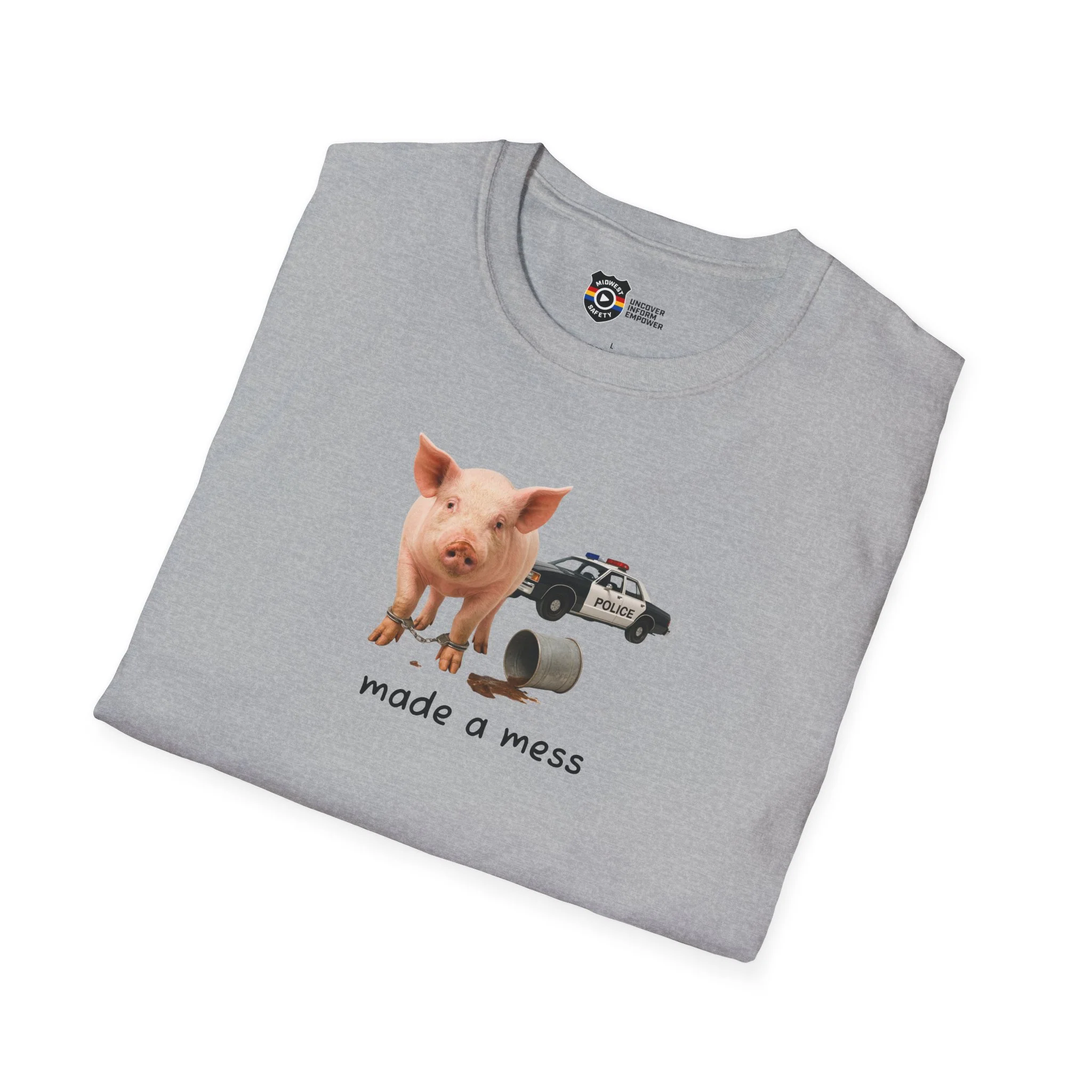 Unisex Softstyle Police Silly T-Shirt 'Made a Mess' - Fun & Quirky Graphic Tee - Image 3