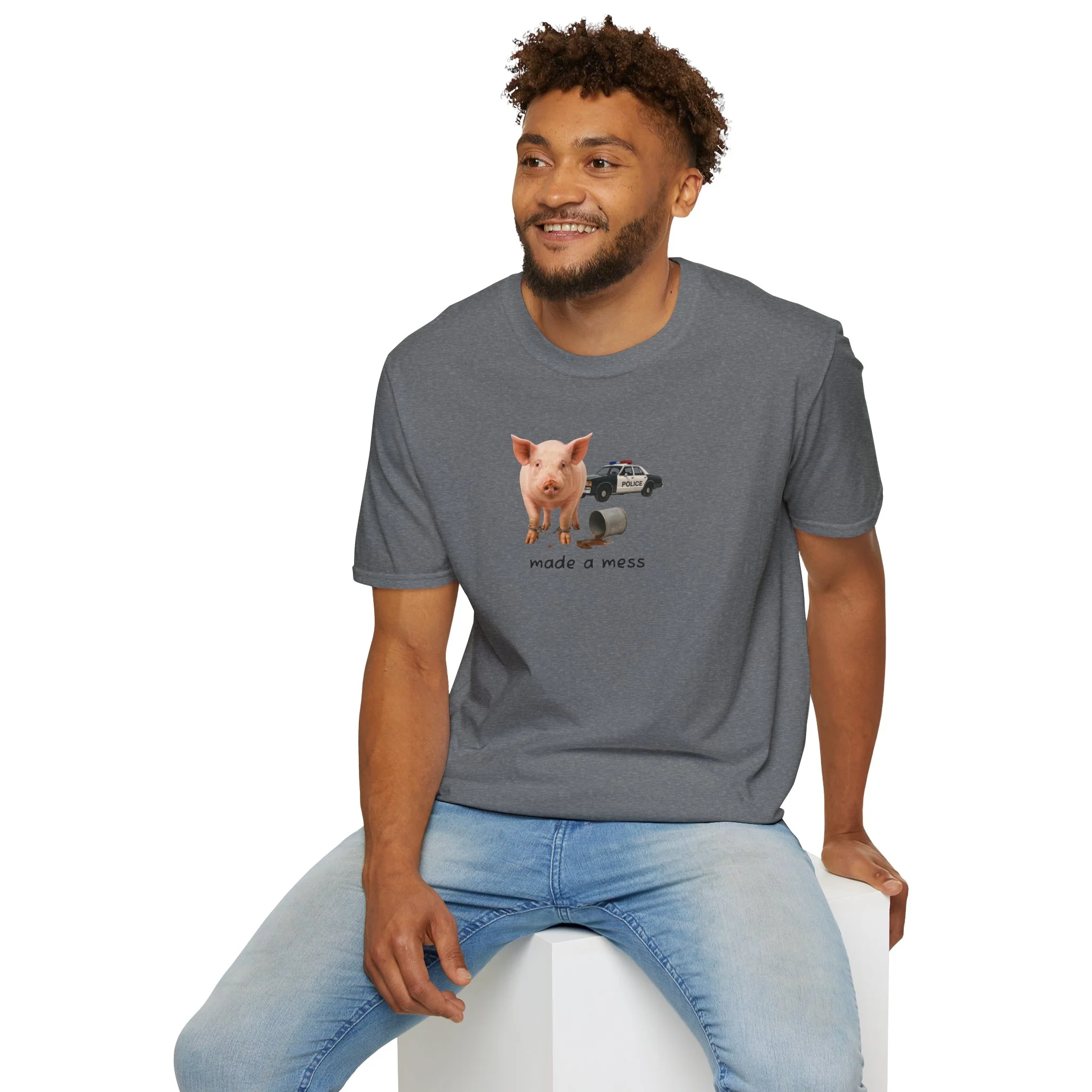 Unisex Softstyle Police Silly T-Shirt 'Made a Mess' - Fun & Quirky Graphic Tee - Image 34