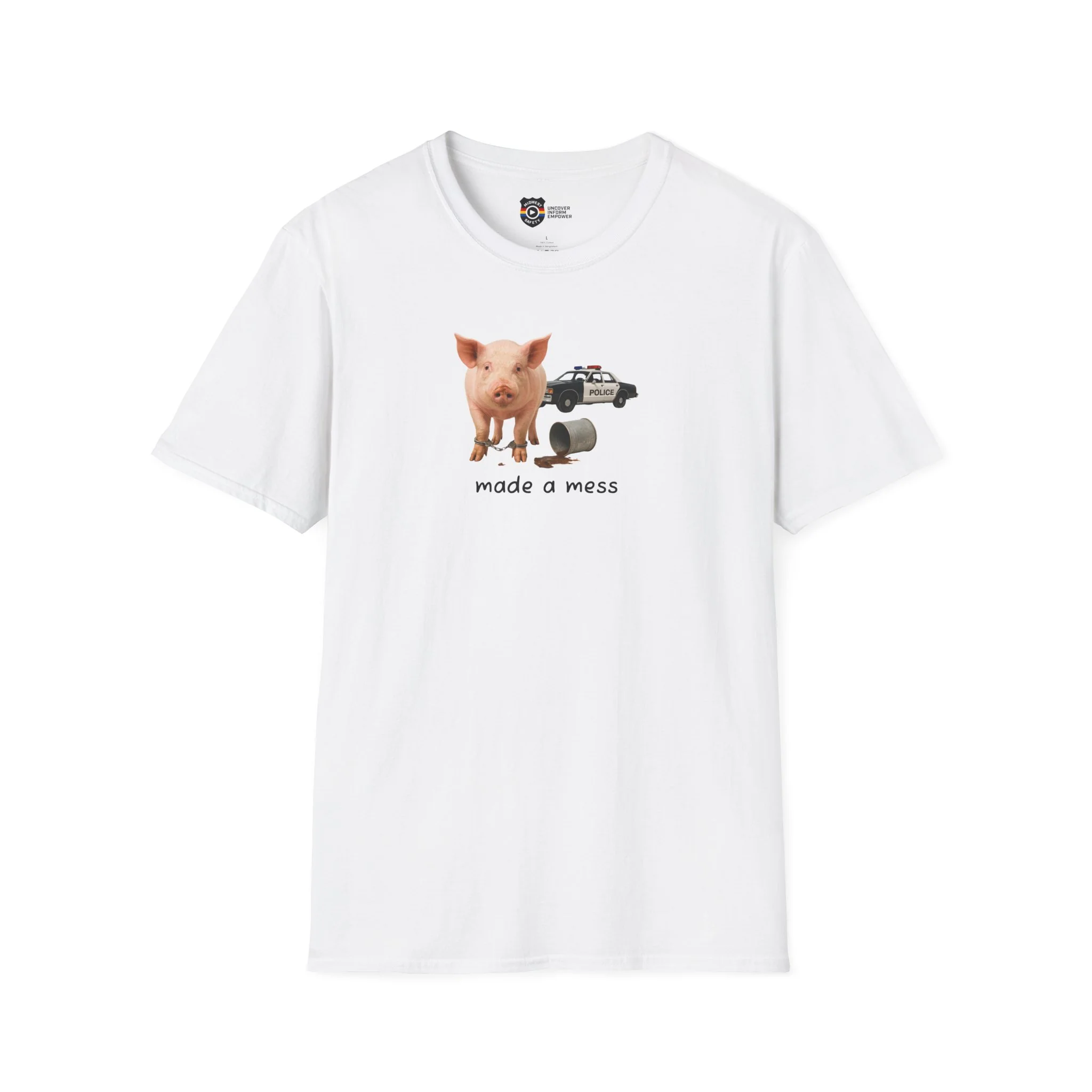 Unisex Softstyle Police Silly T-Shirt 'Made a Mess' - Fun & Quirky Graphic Tee - Image 4