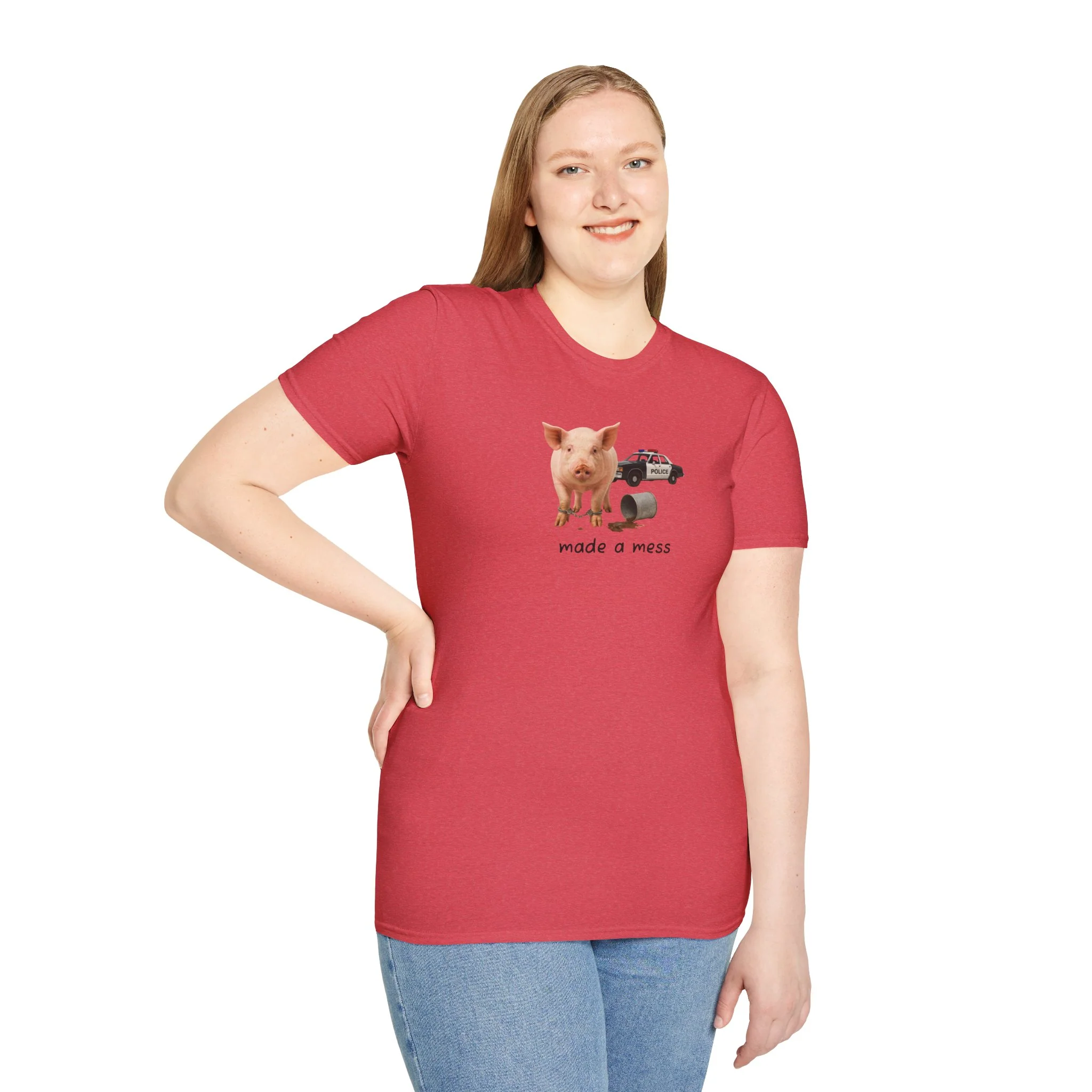 Unisex Softstyle Police Silly T-Shirt 'Made a Mess' - Fun & Quirky Graphic Tee - Image 44
