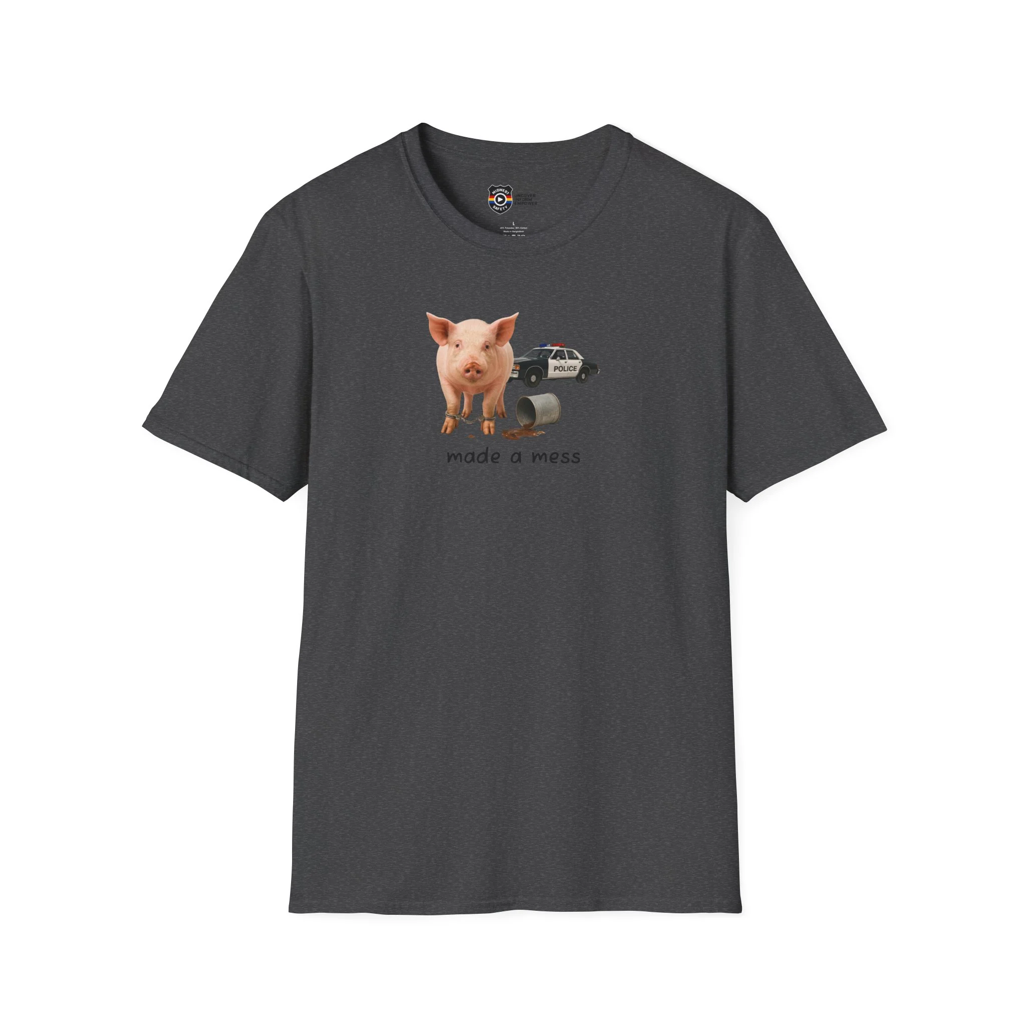 Unisex Softstyle Police Silly T-Shirt 'Made a Mess' - Fun & Quirky Graphic Tee - Image 6