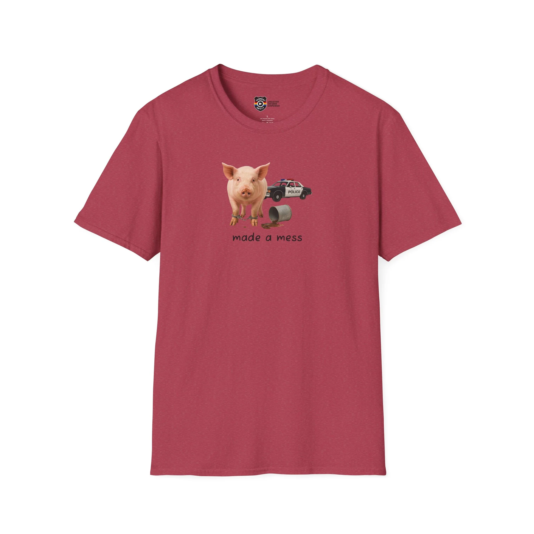 Unisex Softstyle Police Silly T-Shirt 'Made a Mess' - Fun & Quirky Graphic Tee - Image 9